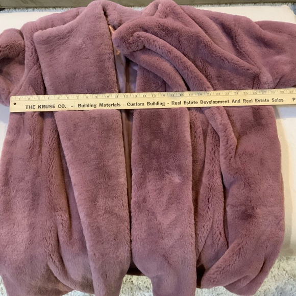 Free People Faux Fur Jacket Dusty Rose/Pink Color Sz M/L - Picture 9 of 13